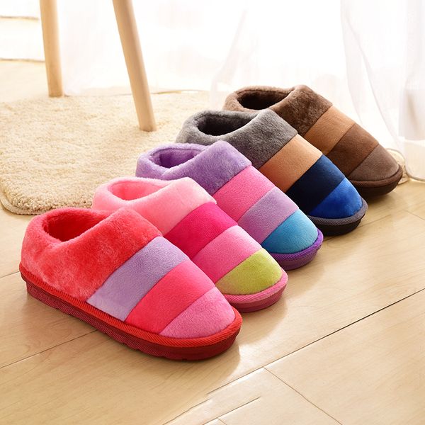 winter color striped wool slippers couple home thick warm men and women cotton slippers house cute plush women shoes, Black
winter color striped wool slippers couple home thick warm men and women cotton slippers house cute plush women shoes, Black