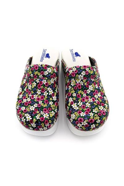 purple flowering air slippers white base, Black