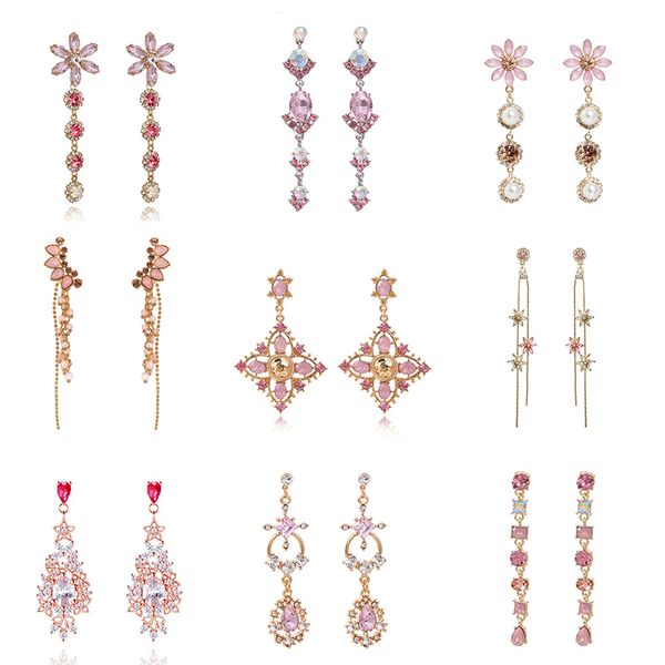 korean new trendy shiny pink crystal dangle drop earrings women girl charming rhinestone earrings collection for vacation gift, Silver
korean new trendy shiny pink crystal dangle drop earrings women girl charming rhinestone earrings collection for vacation gift, Silver