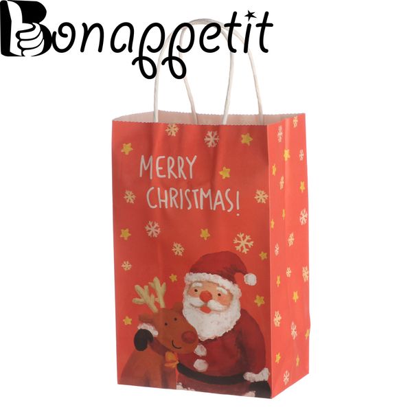 

10pcs/pack 21*13*8cm shopping bag recyclable christmas paper bag handbag festival gift bags with handles event party gift