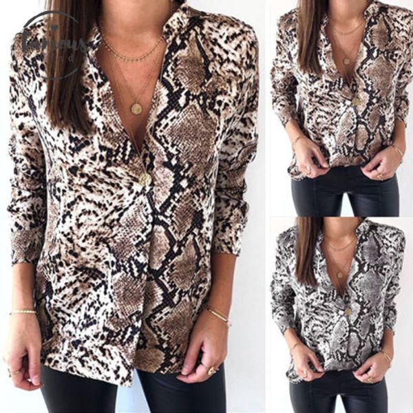 women snake print shirt long sleeve python skin printed casual loose v neck shirt ladies blouses, White
women snake print shirt long sleeve python skin printed casual loose v neck shirt ladies blouses, White