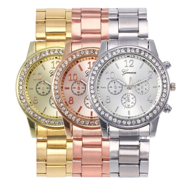 rhinestone fashion gold watches women geneva steel wristwatches luxury casual female quartz watch relogio feminino, Slivery;brown
rhinestone fashion gold watches women geneva steel wristwatches luxury casual female quartz watch relogio feminino, Slivery;brown