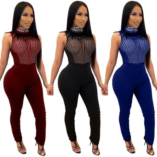 women sheer mesh sleeveless jumpsuits drilling stand collar rompers fashion bodysuit fall winter feather overalls club wear 2414, Black;gray
women sheer mesh sleeveless jumpsuits drilling stand collar rompers fashion bodysuit fall winter feather overalls club wear 2414, Black;gray
