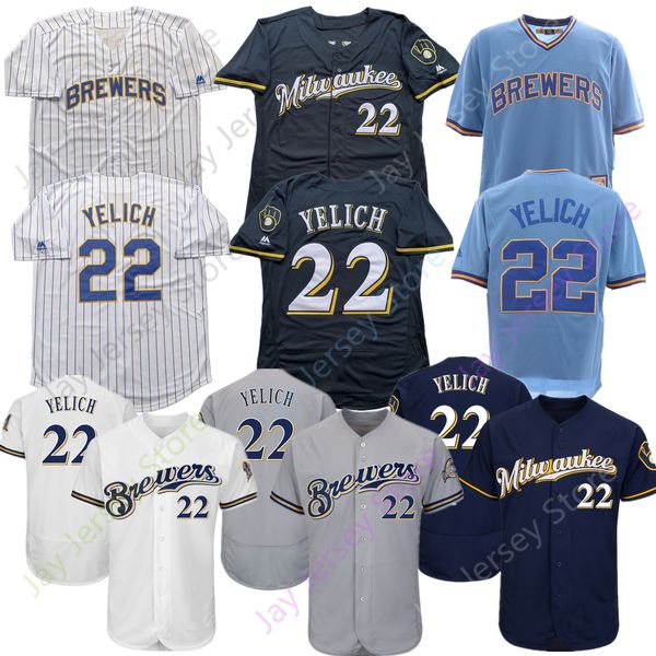 Milwaukee 22 Christian Yelich Brewers Jersey Home Away Men Women Youth Kid Flexbase Cool Baseb Button Down Pullover Baby Blue Pinstripe 
Milwaukee 22 Christian Yelich Brewers Jersey Home Away Men Women Youth Kid Flexbase Cool Baseb Button Down Pullover Baby Blue Pinstripe