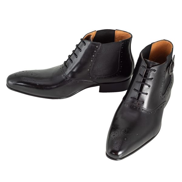 men boots casual italy style fashion ankle brogues buckle pointed toe lace up elastic band genuine leather mens shoes, Black
men boots casual italy style fashion ankle brogues buckle pointed toe lace up elastic band genuine leather mens shoes, Black