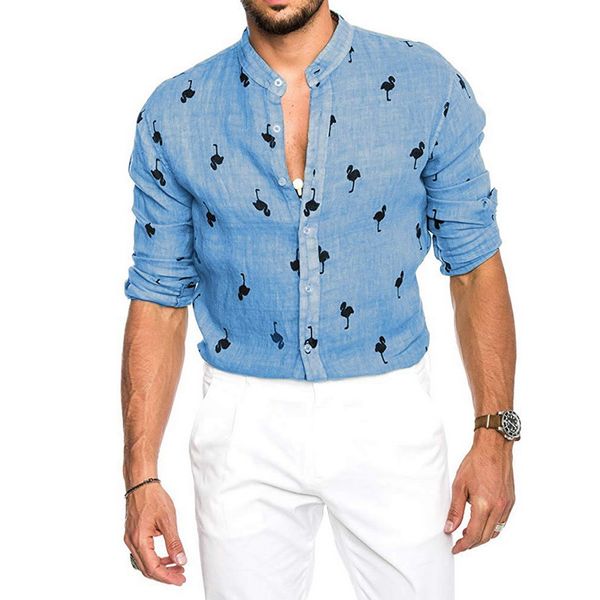 men's caual hawaiian shirts flamingo pattern print long sleeve stand collar men shirt -3xl loose men's breathable shirt, White;black
men's caual hawaiian shirts flamingo pattern print long sleeve stand collar men shirt -3xl loose men's breathable shirt, White;black