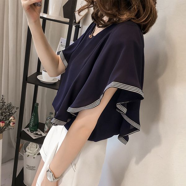 2018 amoi korean-style fashion stripes joint flounced sleeves chiffon blouse loose and plus-sized versatile base, White
2018 amoi korean-style fashion stripes joint flounced sleeves chiffon blouse loose and plus-sized versatile base, White