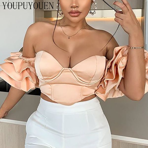 без бретелей рябь блуза crop top женщины sexy плеча с коротким рукавом рубашки 2020 лето фиолетовый розовый клуб backless укороченные топы, White
без бретелей рябь блуза crop top женщины sexy плеча с коротким рукавом рубашки 2020 лето фиолетовый розовый клуб backless укороченные топы, White