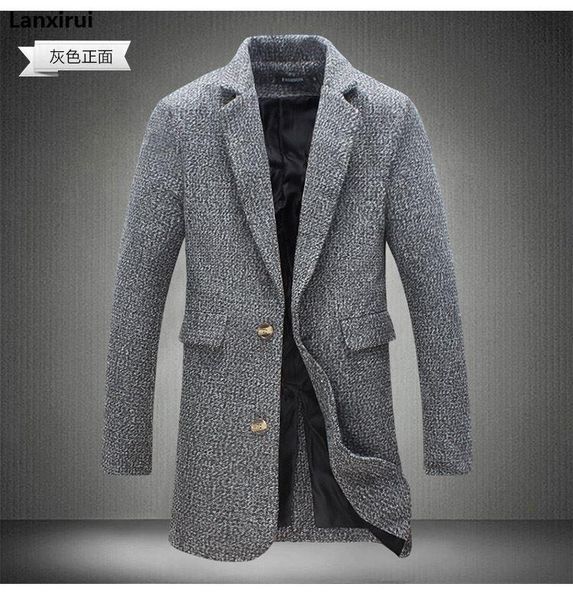mens trench coat new fashion long mens coat autumn winter windproof slim trench men plus size jm10, Black