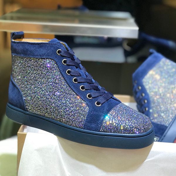 super quality shiny rhinestone high sneakers,men's red bottom strass flats roller boats slip-on sneakers party shoes dark blue suede, Black
super quality shiny rhinestone high sneakers,men's red bottom strass flats roller boats slip-on sneakers party shoes dark blue suede, Black