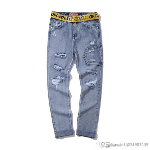 2020 new elasticated hole trousers brand mens jeans distressed ripped biker motorcycle biker denim jeans designer pants loose size -2xl, Blue
2020 new elasticated hole trousers brand mens jeans distressed ripped biker motorcycle biker denim jeans designer pants loose size -2xl, Blue