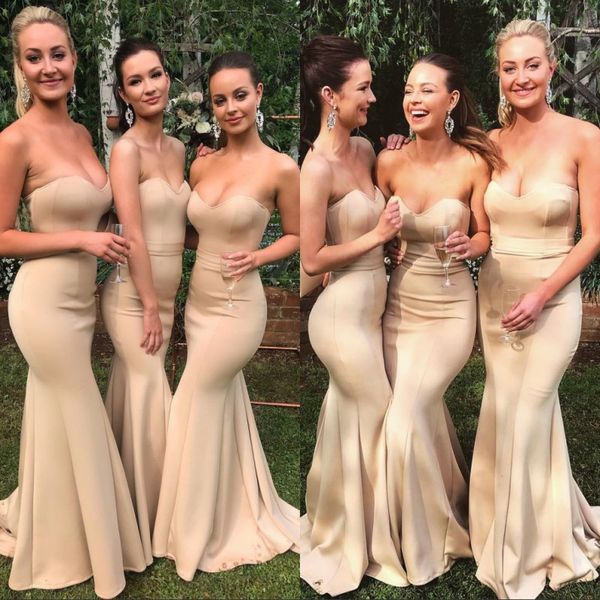 champagne mermaid long bridesmaid dresses 2019 strapless backless plus size maid of honor prom gowns with ribbon, White;pink
champagne mermaid long bridesmaid dresses 2019 strapless backless plus size maid of honor prom gowns with ribbon, White;pink