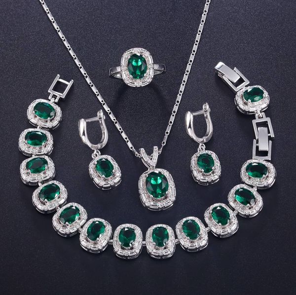 pendant necklace earring ring bracelet 925 sterling silver jewelry sets green zircon open ring t708 wedding jewelry
pendant necklace earring ring bracelet 925 sterling silver jewelry sets green zircon open ring t708 wedding jewelry