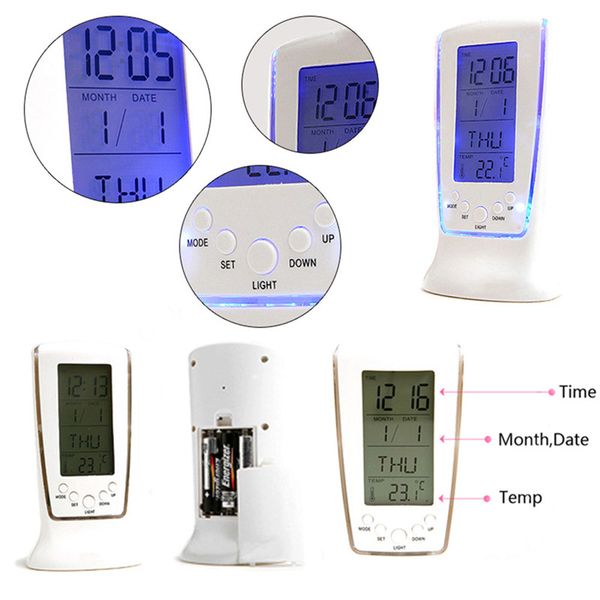 1pc digital clock student mini led desk mute alarm clock with backlight large display time temperature date week
1pc digital clock student mini led desk mute alarm clock with backlight large display time temperature date week