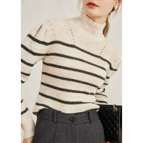 women sweater striped long sleeve winter new color block turtleneck sweater woman clothes, White;black
women sweater striped long sleeve winter new color block turtleneck sweater woman clothes, White;black