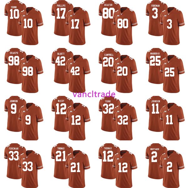 2019 ncaa football texas longhorns 10 young 17 phillips 80 okafor 3 foreman 98 orakpo 42 bluiett 20 campbell 25 warren iii jerseys, Black;red
2019 ncaa football texas longhorns 10 young 17 phillips 80 okafor 3 foreman 98 orakpo 42 bluiett 20 campbell 25 warren iii jerseys, Black;red