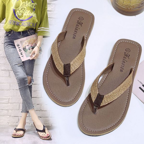 simple flip-flops women's outer wear new style versatile flat slippers, Black 
simple flip-flops women's outer wear new style versatile flat slippers, Black