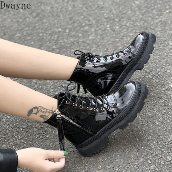 boots female 2020 new wild patent leather short tube thin and thick thick platform motorcycle boots, Black
boots female 2020 new wild patent leather short tube thin and thick thick platform motorcycle boots, Black