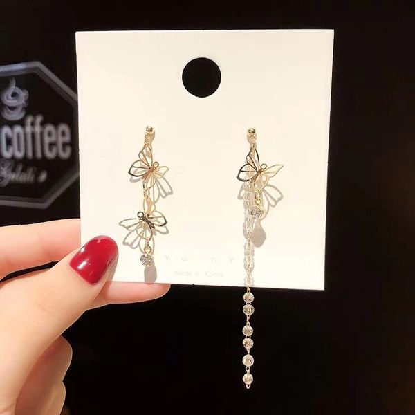 long bow-tie temperament was thin asymmetric tassels high-grade simple earrings, Silver
long bow-tie temperament was thin asymmetric tassels high-grade simple earrings, Silver