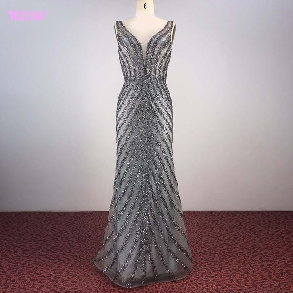 yqlnne deep v neck gray beading evening dresses long mermaid formal evening gown, White;black
yqlnne deep v neck gray beading evening dresses long mermaid formal evening gown, White;black