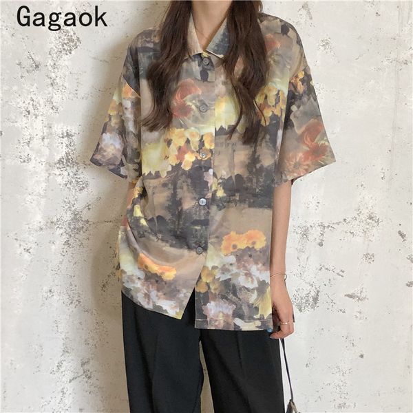 gagaok women vintage shirt 2020 summer new turn-down collar print short sleeves loose casual chic wild fashion and blouses, White
gagaok women vintage shirt 2020 summer new turn-down collar print short sleeves loose casual chic wild fashion and blouses, White