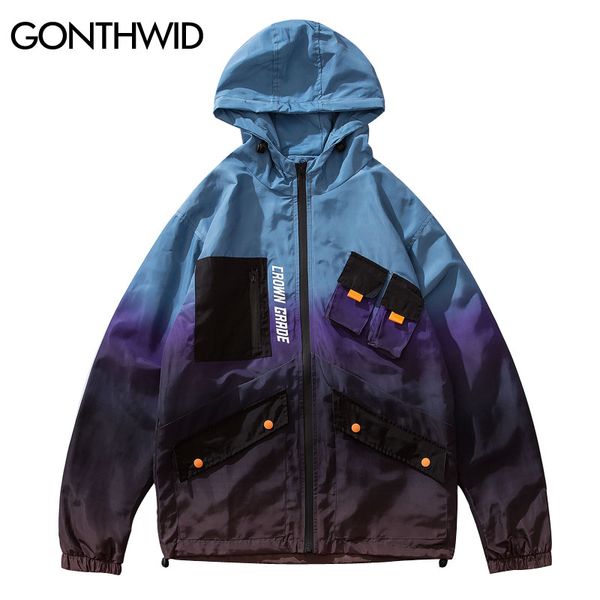 gonthwid multi pockets gradient color hooded windbreaker jackets 2019 men hip hop full zip up track jacket coats fashion outwear, Black;brown
gonthwid multi pockets gradient color hooded windbreaker jackets 2019 men hip hop full zip up track jacket coats fashion outwear, Black;brown