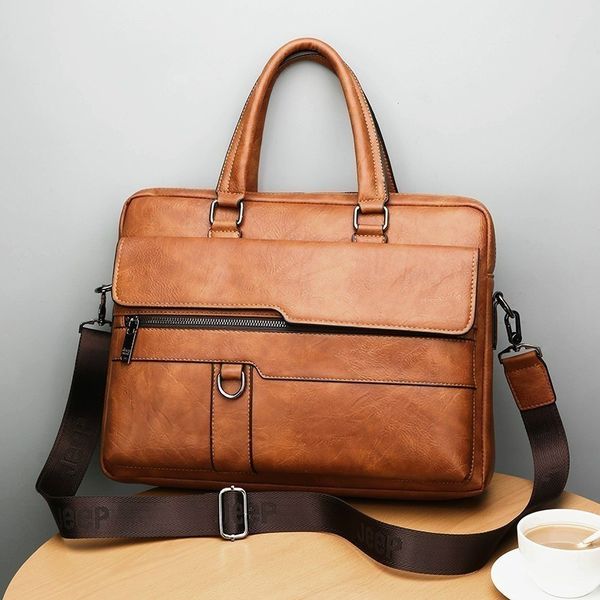 

new men briefcase bags business leather bag shoulder messenger bags work handbag 14 inch lapbag bolso hombre bolsa masculina