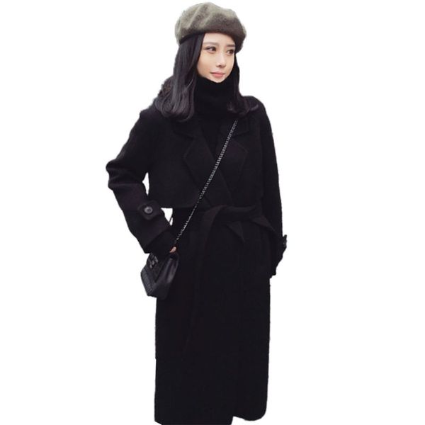 winter long woolen coat over the knees casual loose black coats female cashmere woolen coats double-sided outerwear belt
winter long woolen coat over the knees casual loose black coats female cashmere woolen coats double-sided outerwear belt