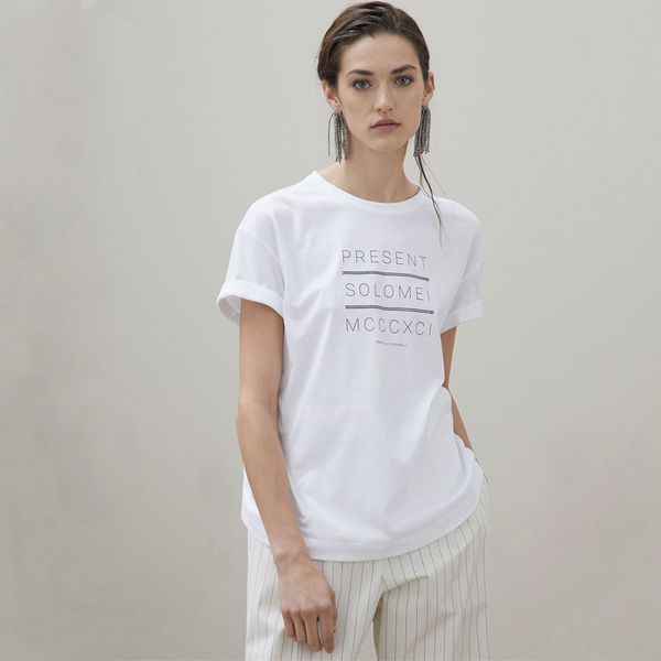 20 summer style casual all-match simple coat t-shirt loose letter printed round collar t-shirt duan xiu ladies, White
20 summer style casual all-match simple coat t-shirt loose letter printed round collar t-shirt duan xiu ladies, White