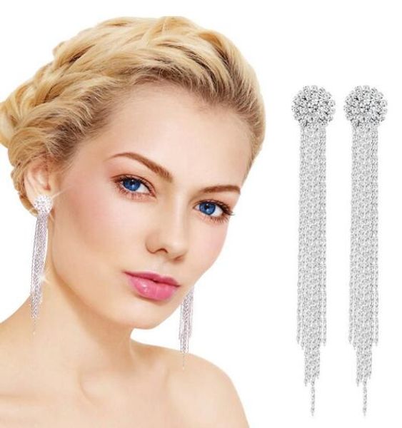 new fashionable temperament female paragraph crystal is full of auger tassel earring fashionable and classic delicate and elegant, Silver
new fashionable temperament female paragraph crystal is full of auger tassel earring fashionable and classic delicate and elegant, Silver