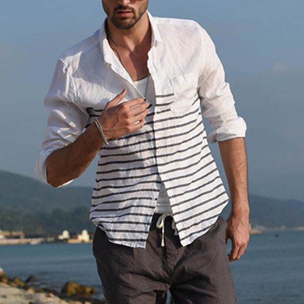 vogueblouse man shirt nice summer beach shirt blouse male striped loose linen short sleeve retro tee blouse, White;black
vogueblouse man shirt nice summer beach shirt blouse male striped loose linen short sleeve retro tee blouse, White;black