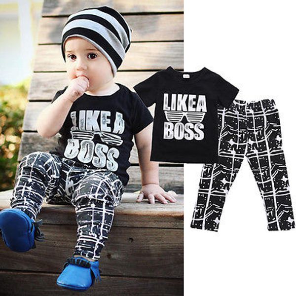 canis like a boss cute toddler kids baby boy outfits clothes black t-shirt +pants trousers 2pcs summer fashion set, White
canis like a boss cute toddler kids baby boy outfits clothes black t-shirt +pants trousers 2pcs summer fashion set, White