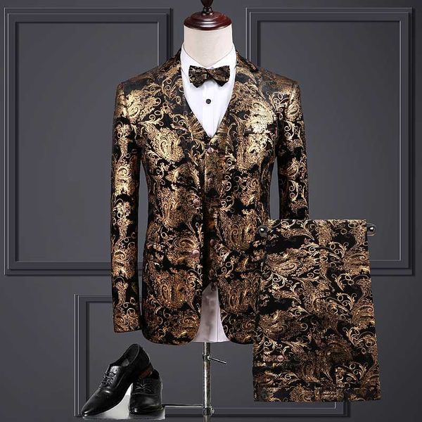 high-end velveteen brand fashion boutique printing gold mens business suit 3 pcs sets stage costume ( jacket + vest + pants, White;black
high-end velveteen brand fashion boutique printing gold mens business suit 3 pcs sets stage costume ( jacket + vest + pants, White;black