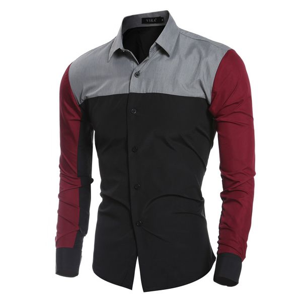autumn panelled mens shirts caaual lapel neck mens fashion male clothing, White;black
autumn panelled mens shirts caaual lapel neck mens fashion male clothing, White;black