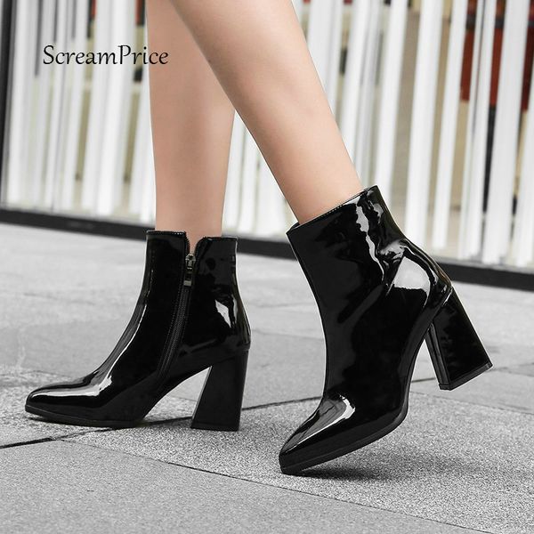 silver gold black patent leather ankle boots for women thick high heels boots zipper pointed toe autumn winter boots woman shoes t200425
silver gold black patent leather ankle boots for women thick high heels boots zipper pointed toe autumn winter boots woman shoes t200425