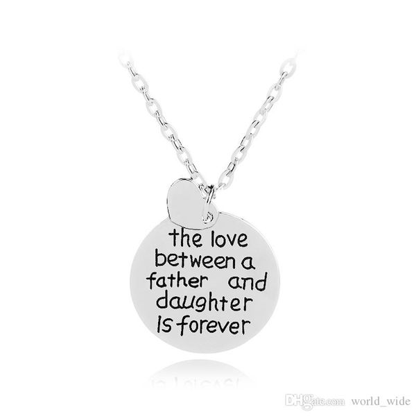 the love between a father and daughter is forever heart charms letter engraved round pendant necklace fathers day gift, Silver
the love between a father and daughter is forever heart charms letter engraved round pendant necklace fathers day gift, Silver