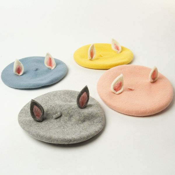 01910-hh0180 winter wool cute fox ear mother daughter son kids beret cap women leisure painter hat, Yellow
01910-hh0180 winter wool cute fox ear mother daughter son kids beret cap women leisure painter hat, Yellow