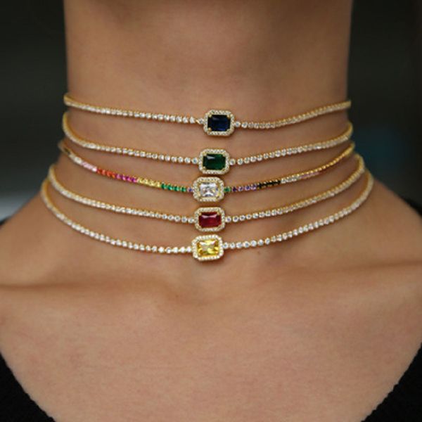 korean-style copper set with rhinestone single row necklace middle sticking colorful variety big popular necklace womens necklace, Golden;silver
korean-style copper set with rhinestone single row necklace middle sticking colorful variety big popular necklace womens necklace, Golden;silver