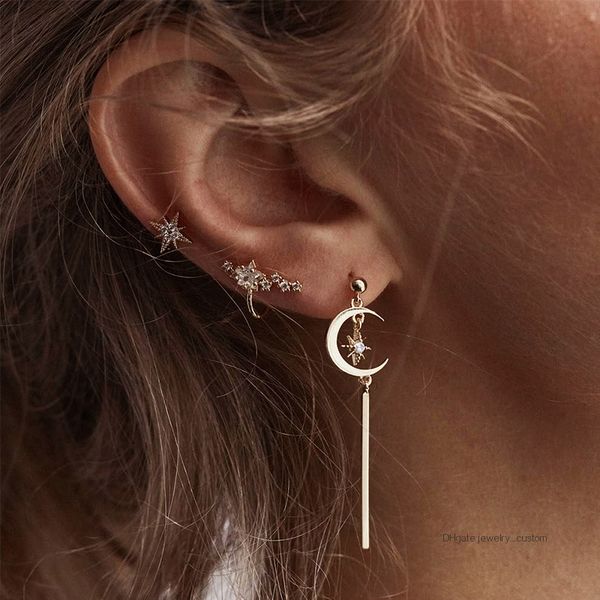 3 Pcs/set Women Fashion Star Moon Crystal Pendant Earrings Charm Party Gold Earrings Set Wedding Jewelry Accessories
3 Pcs/set Women Fashion Star Moon Crystal Pendant Earrings Charm Party Gold Earrings Set Wedding Jewelry Accessories