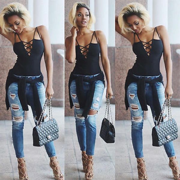 women's ladies fashion solid color lace up deep v-neck summer casual sleeveless strap shirt loose sling t-shirt blouse, White
women's ladies fashion solid color lace up deep v-neck summer casual sleeveless strap shirt loose sling t-shirt blouse, White