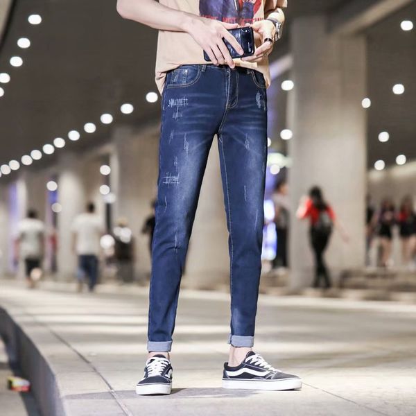 vintage ripped jeans men new fashion streetwear ripped knee denim pants casual loose solid pencil ankle length jeans, Blue
vintage ripped jeans men new fashion streetwear ripped knee denim pants casual loose solid pencil ankle length jeans, Blue