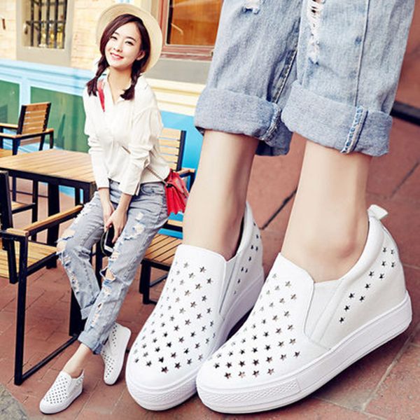 elevator genuine leather white shoes women's 2019 spring and summer new style hollow out slanted heel thick bottomed student's s, Black
elevator genuine leather white shoes women's 2019 spring and summer new style hollow out slanted heel thick bottomed student's s, Black