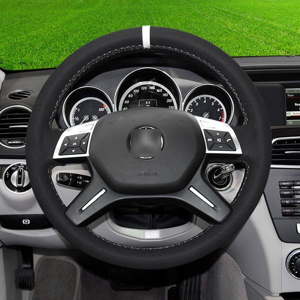 black suede white thread hand sew wrap car steering wheel cover for mercedes-benz c class
black suede white thread hand sew wrap car steering wheel cover for mercedes-benz c class