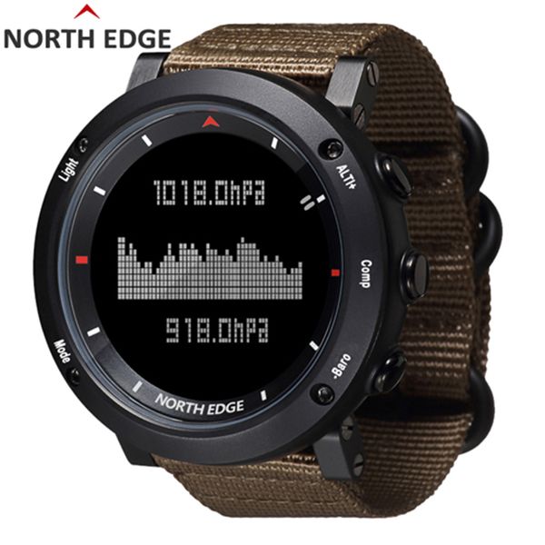 

men's sport digital watch hours running swimming sports watches altimeter barometer compass thermometer weather men north edge, Slivery;brown