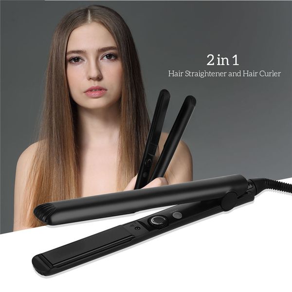 

professional hair straightening curling irons tourmaline ceramic plate hair straightener curler chapinha flat iron perm sticks, Black