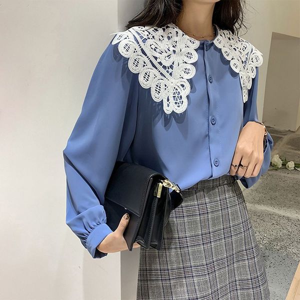 woman long sleeve lace turn down collar summer chiffon blouse sweet girl women white shirt
woman long sleeve lace turn down collar summer chiffon blouse sweet girl women white shirt