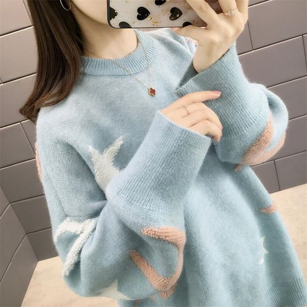 2019 women pullover autumn and winter new sweater female o neck loose korean student sleeves cute bottoming shirt thick, White;black
2019 women pullover autumn and winter new sweater female o neck loose korean student sleeves cute bottoming shirt thick, White;black