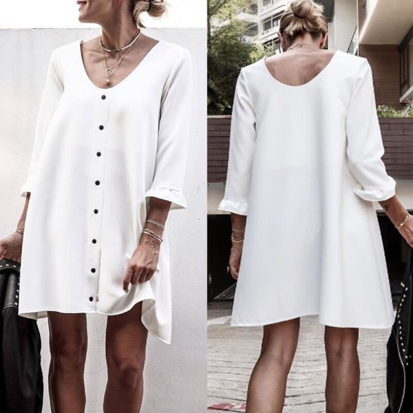 women loose a-line dress fashion 3/4 sleeve v-neck solid white club short mini dress fall sundress casual dresses vestidos, Black;gray
women loose a-line dress fashion 3/4 sleeve v-neck solid white club short mini dress fall sundress casual dresses vestidos, Black;gray