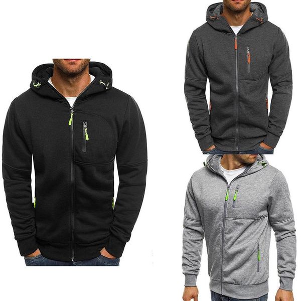 men's hooded jacket autumn and winter fashion casual loose zip up cardigan hoodie long sleeve solid color male coat, Black
men's hooded jacket autumn and winter fashion casual loose zip up cardigan hoodie long sleeve solid color male coat, Black