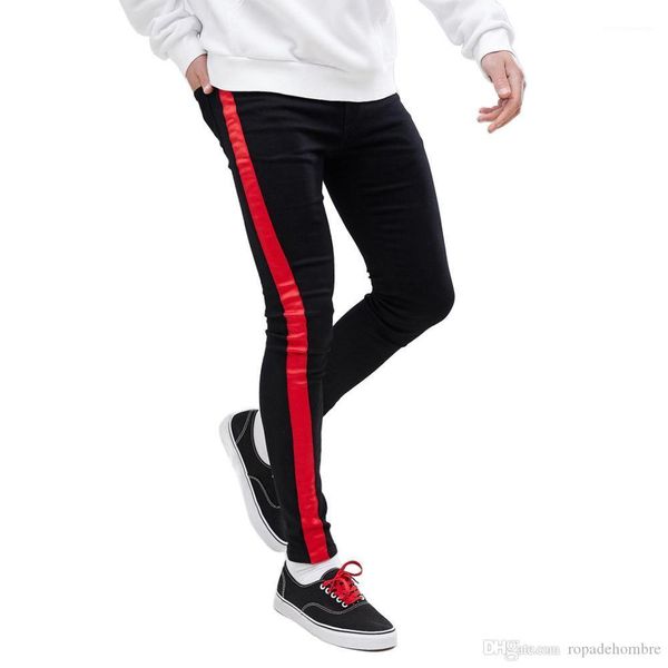19ss designer jeans men clothing spring autumn slim fit street jean pants black striped mens, Blue